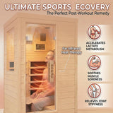 Far Infrared Sauna Room for Home Use - 1350W Natural Hemlock Indoor Personal Wooden Personal Dry Sauna with Rapid
