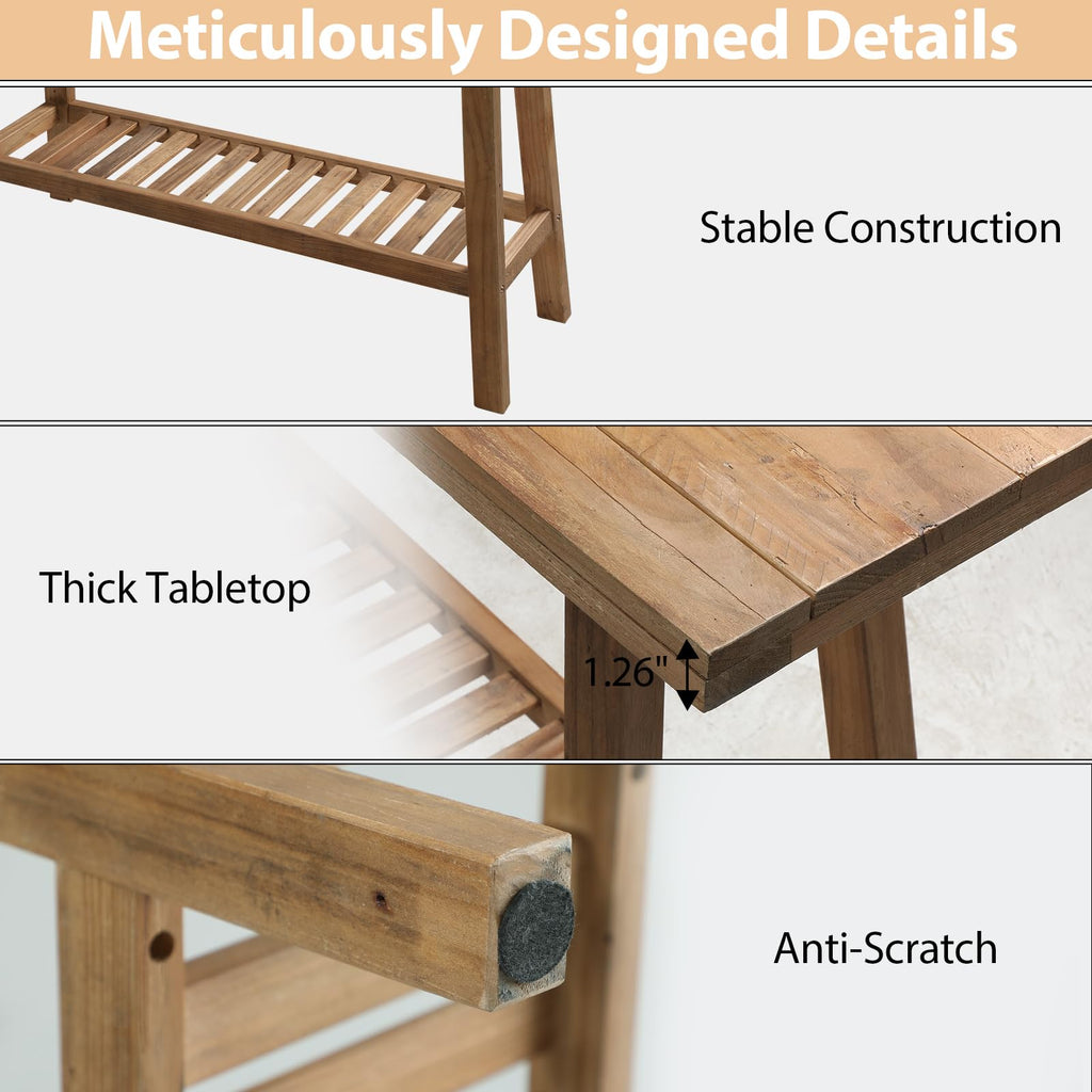 Reclaimed Solid Wood Bench-43.3" Entryway Bench with Storage Shelf
