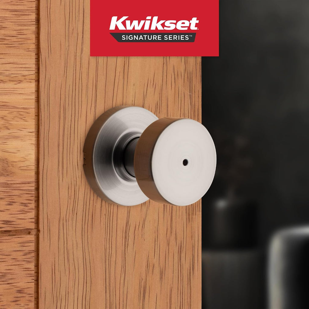 Pismo Interior Privacy Door Knob with Lock, Door Handle , Satin Nickel Keyless Turn Lock Doorknob, with Antimicrobial Protection