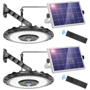 Solar Lights Outdoor Indoor, Dimmable 5 Modes (2 All Day Modes) Motion Sensor Solar Shed Barn Light with