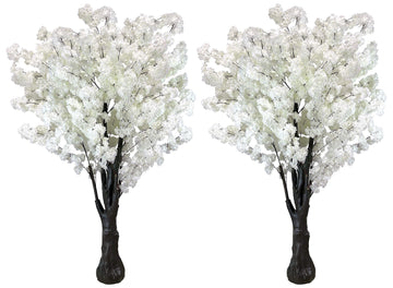 White Artificial Cherry Blossom Trees 6.5ft, Faux Cherry Blossom Tree White Tree Home Wedding Office Living Room