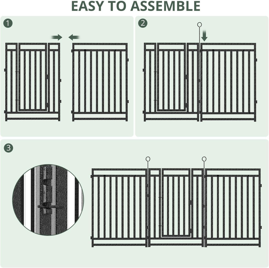 Decorative Garden Fence Metal Dog Fence Outdoor for Yard, 110ft (L) × 40in (H), 42 Panels + 6 Gates, Heavy Duty
