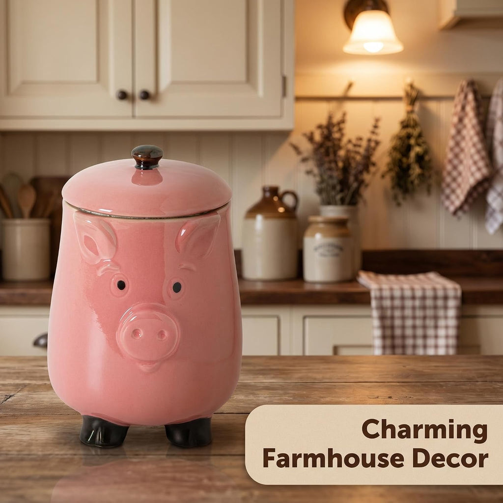 Ceramic Pig Cookie Jar with Airtight Lid Counter Candy Canister