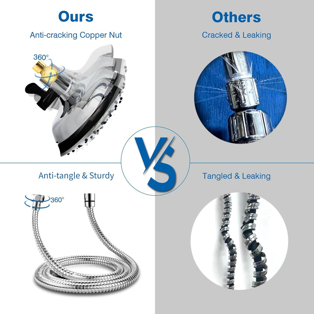 Shower Head with Handheld High Pressure: INAVAMZ Hand Held Shower Head & Rain Shower Head 2-IN-1 Shower Head with 59"