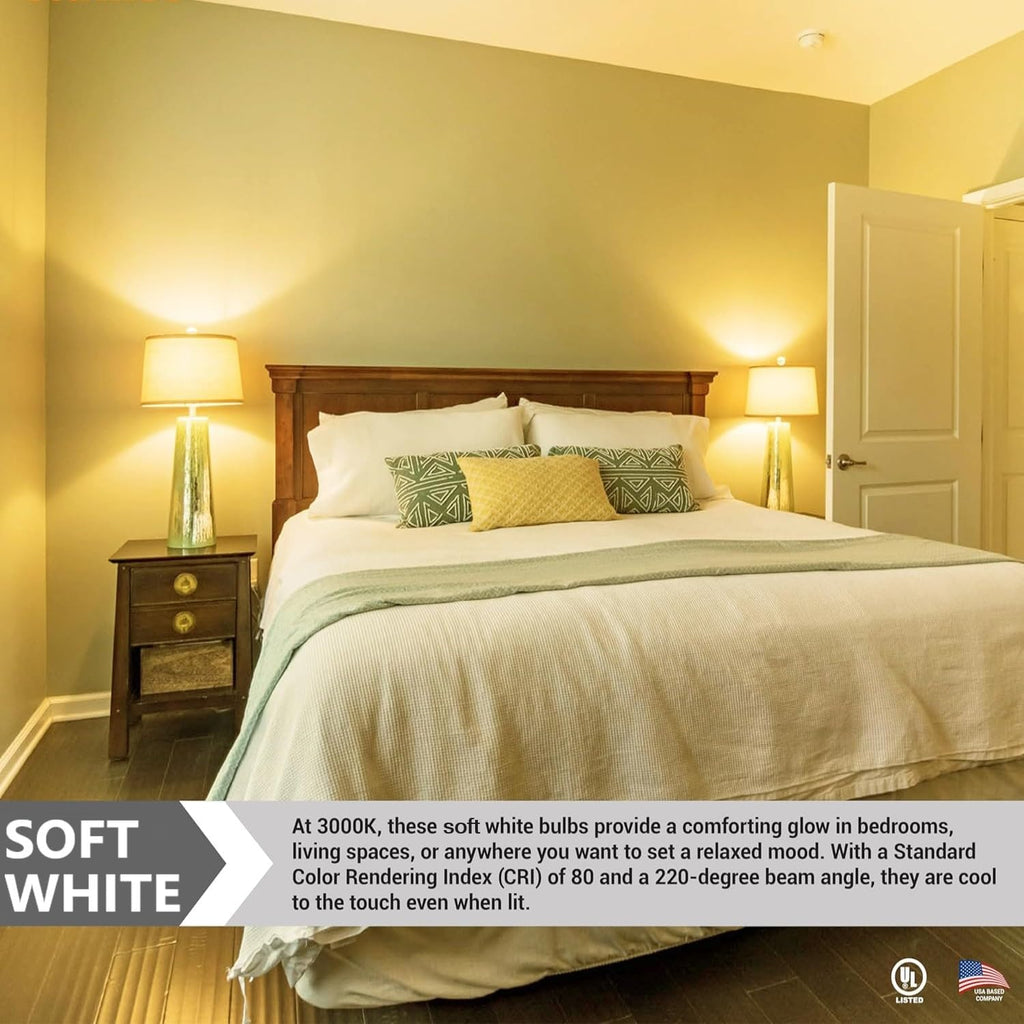 A21 LED Light Bulb 18W (150W Equivalent) 2600 Lumens Dimmable 3000K Soft White E26 Medium Base 220° Beam Angle UL