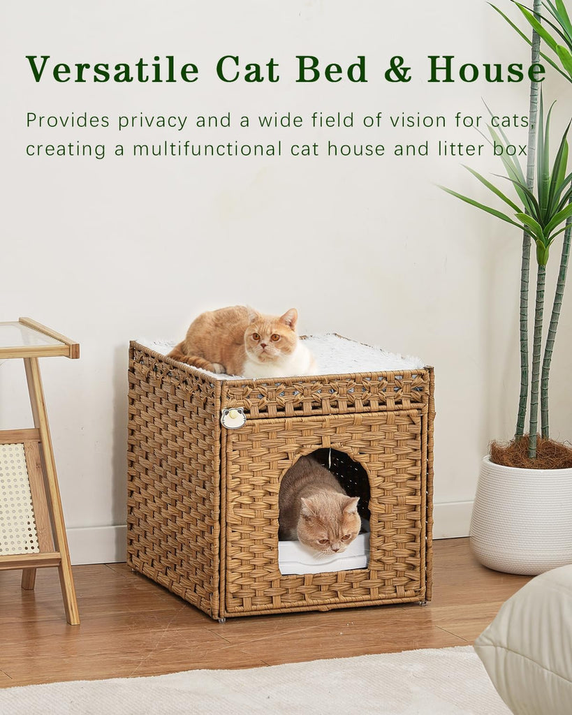 Cat Beds for Indoor Cats Extra Large Double Cat Cave, Natural
