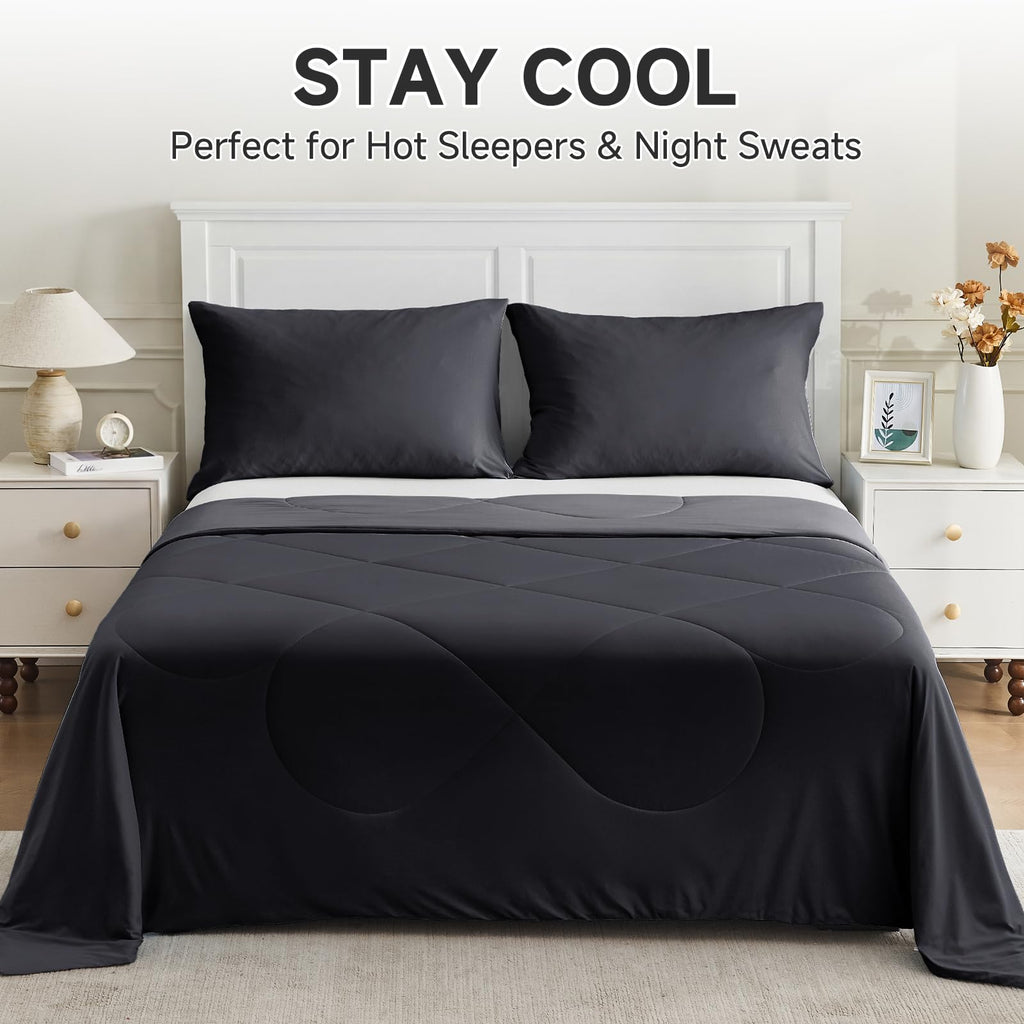 Cooling Comforter for Hot Sleepers Queen, Black 90"x90"