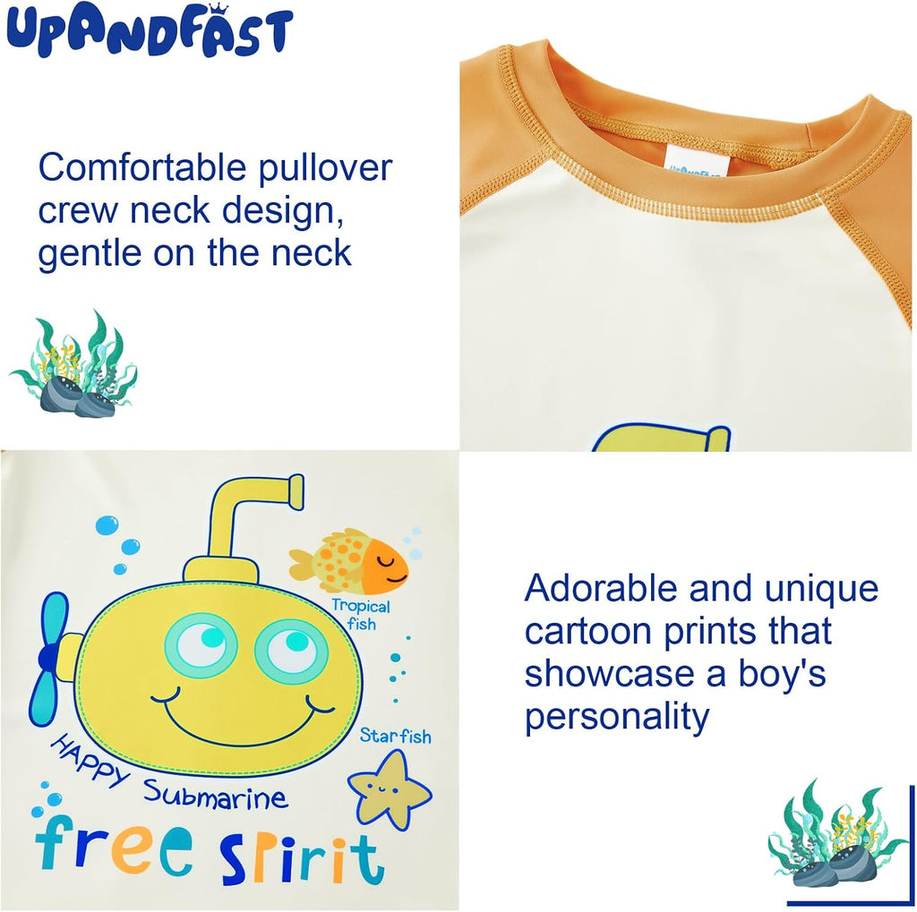 Boys Rash Guard Set UPF 50+ Long Sleeve Swimsuits