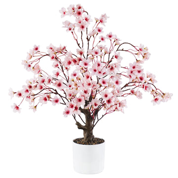 Artificial Cherry Blossom Tree 2FT, Faux Potted Tree Indoor