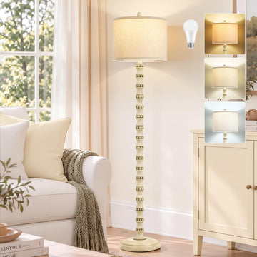 62"Vintage Floor Lamps, Farmhouse Tall Standing Lamp(Cream)