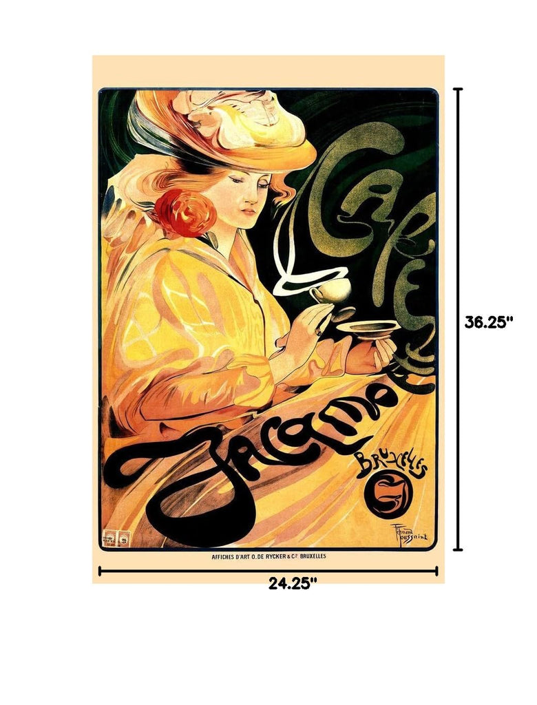 Laminated Vintage French Art Deco Poster Coffee Travel Advertising Cafe Jacamot Alphonse Mucha Nouveau 1920 Poster