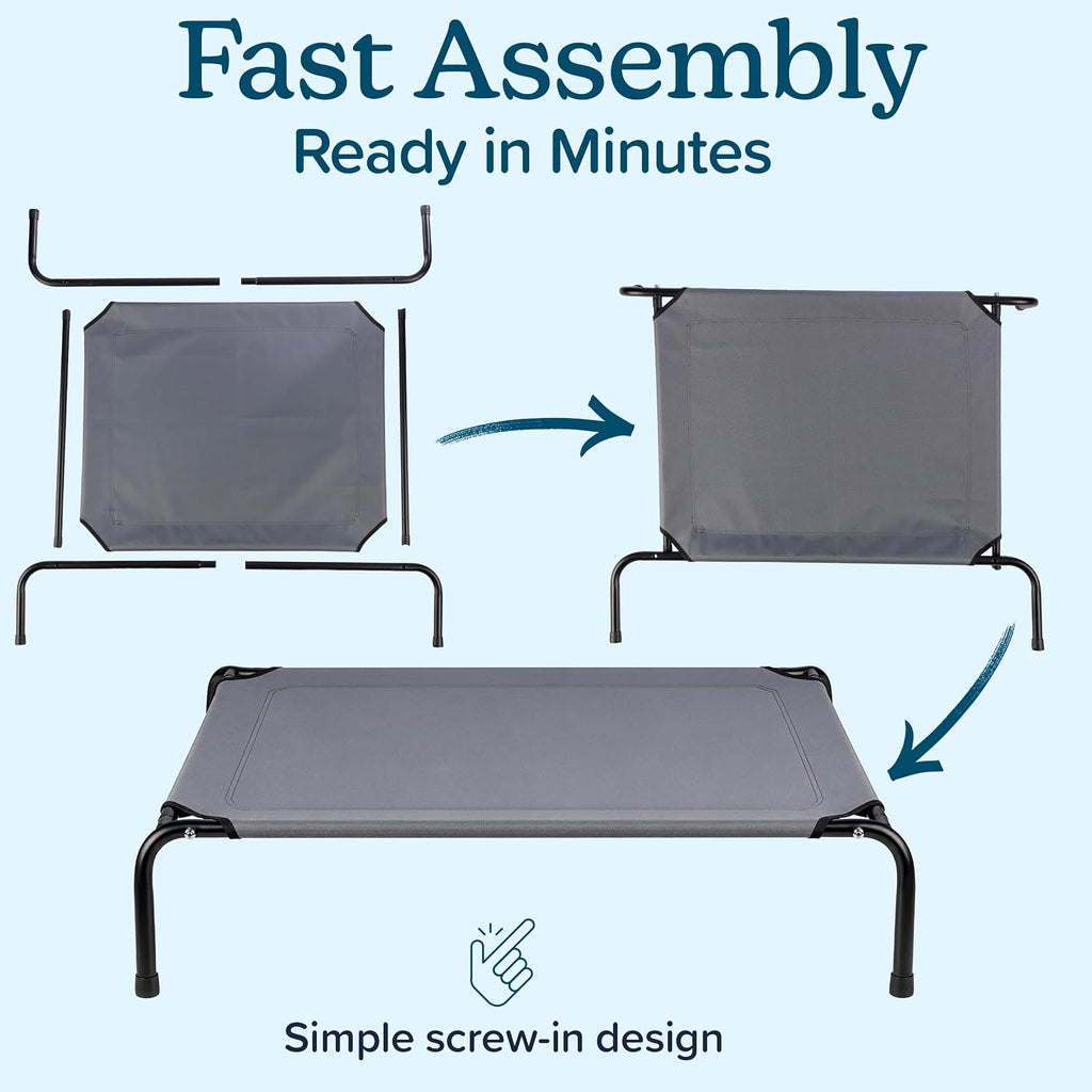Elevated Dog Bed with 3-Sided Removable Bolster, Gray