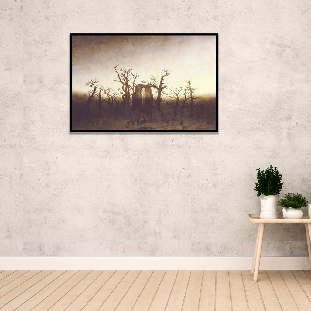 Caspar David Friedrich Canvas Wall Art Eichwald Abbey Poster - Vintage Classic Poster Print Room Aesthetic Wall Decor