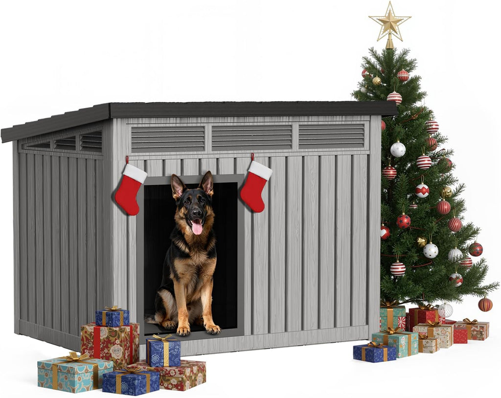 Large Dog House Outdoor for Indoor, Gray, 42.87 * 32.95 * 31.61