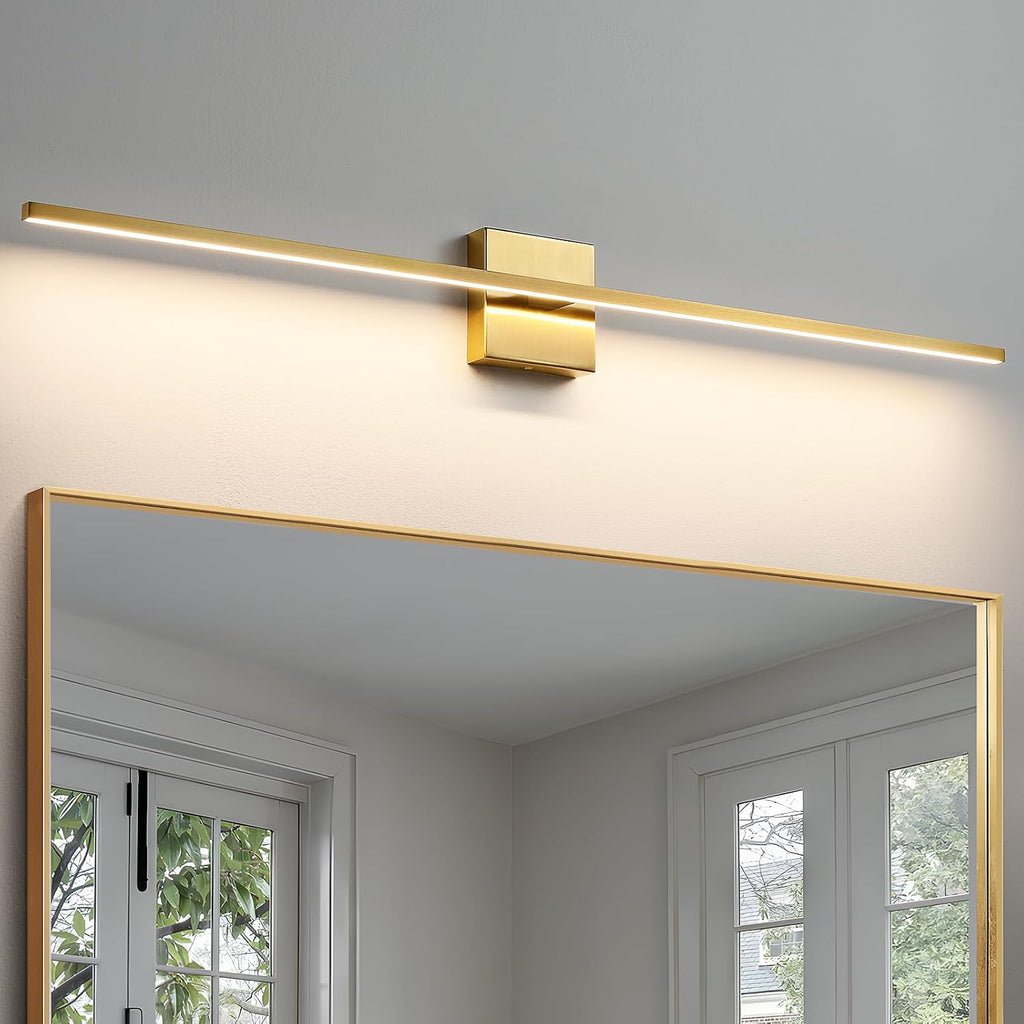 Gold Bathroom Light Fixtures Over Mirror - 39 Inch Dimming Bathroom Vanity Light 28W 3500K LED Vanity Light Bar