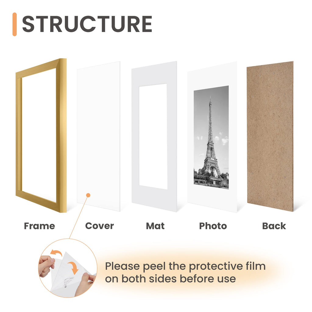 12x18 Picture Frame, Gallery Wall Frames Set of 5, Gold