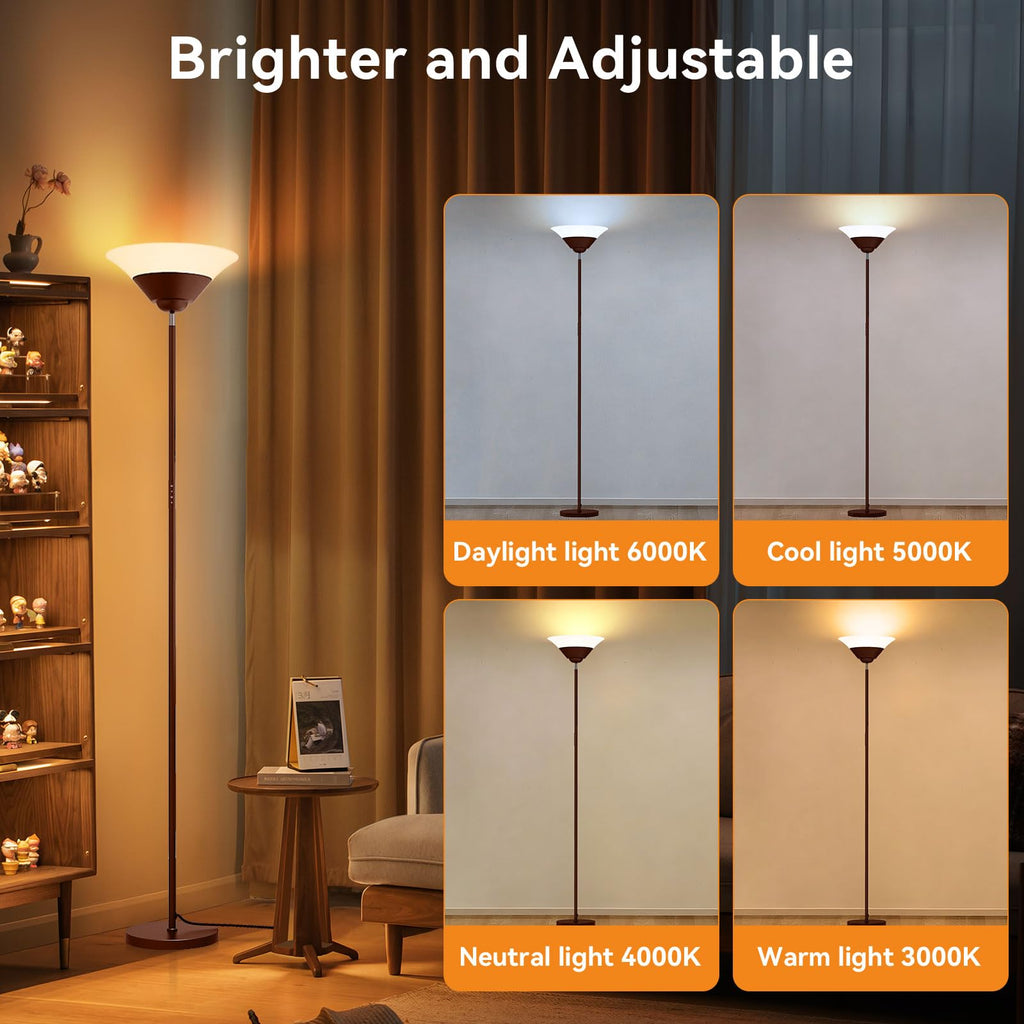 Floor Lamps, 72" Tall LED Standing Lamp with Remote/Button Control - 30W Stepless Dimmable Modern