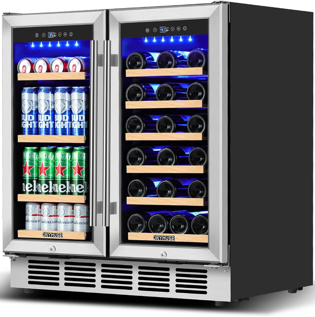 Wine and Beverage Refrigerator 30 Inch, Beverage Fridge Dual Zone with Upgraded 