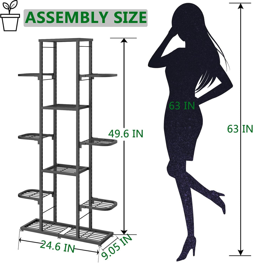 Plant Stand Indoor Outdoor Tiered Adjustable Tall Plant Shelf Rack | 7 Tier Plant Shelves Multiple Flower Holder
