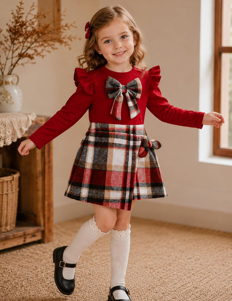 Toddler Baby Girl Clothes Fall Winter Outfits Ruffle Top Dress Pretty Hat Overall Skirt Set