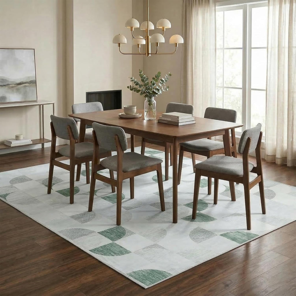 Green Modern Geometric Area Rugs Checkered Rug Soft, Machine Washable Stain Resistant Rugs Lightweight Low Pile