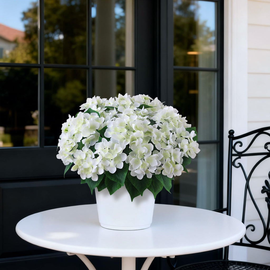 2 Sets Artificial Flower Topiary Ball Trees for Porch (White)