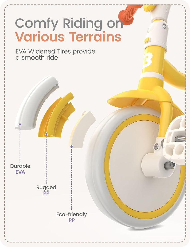 Toddler Tricycle with Bell, Kids Tricycle Age 18 Months to 5 Years, Kids Trike, Toddler Bike for 1.5-5 Year Olds