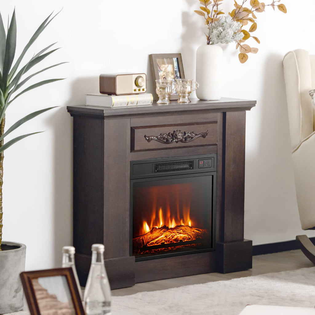 18" Electric Fireplace Insert, Recessed Heater w/Remote