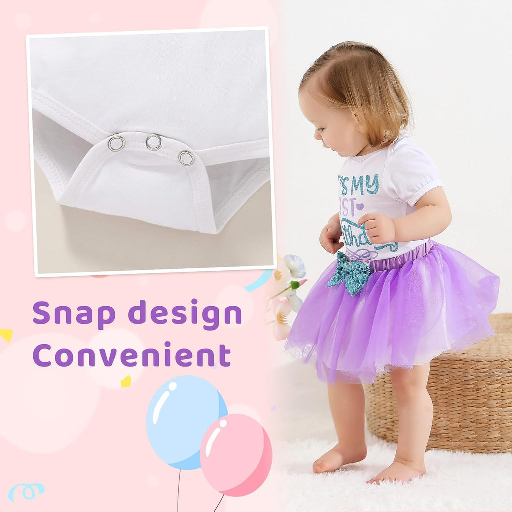 Baby Girls My 1st Birthday Dress Infant Shiny Printed Sequin Bowknot Tutu Princess Dress