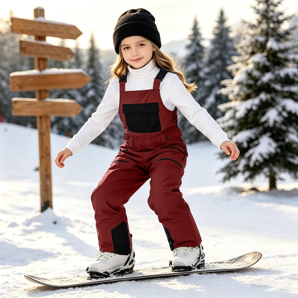 Kids Snow Bib Overalls Insulated Waterproof Adjustable Strap Ski Snow Pants