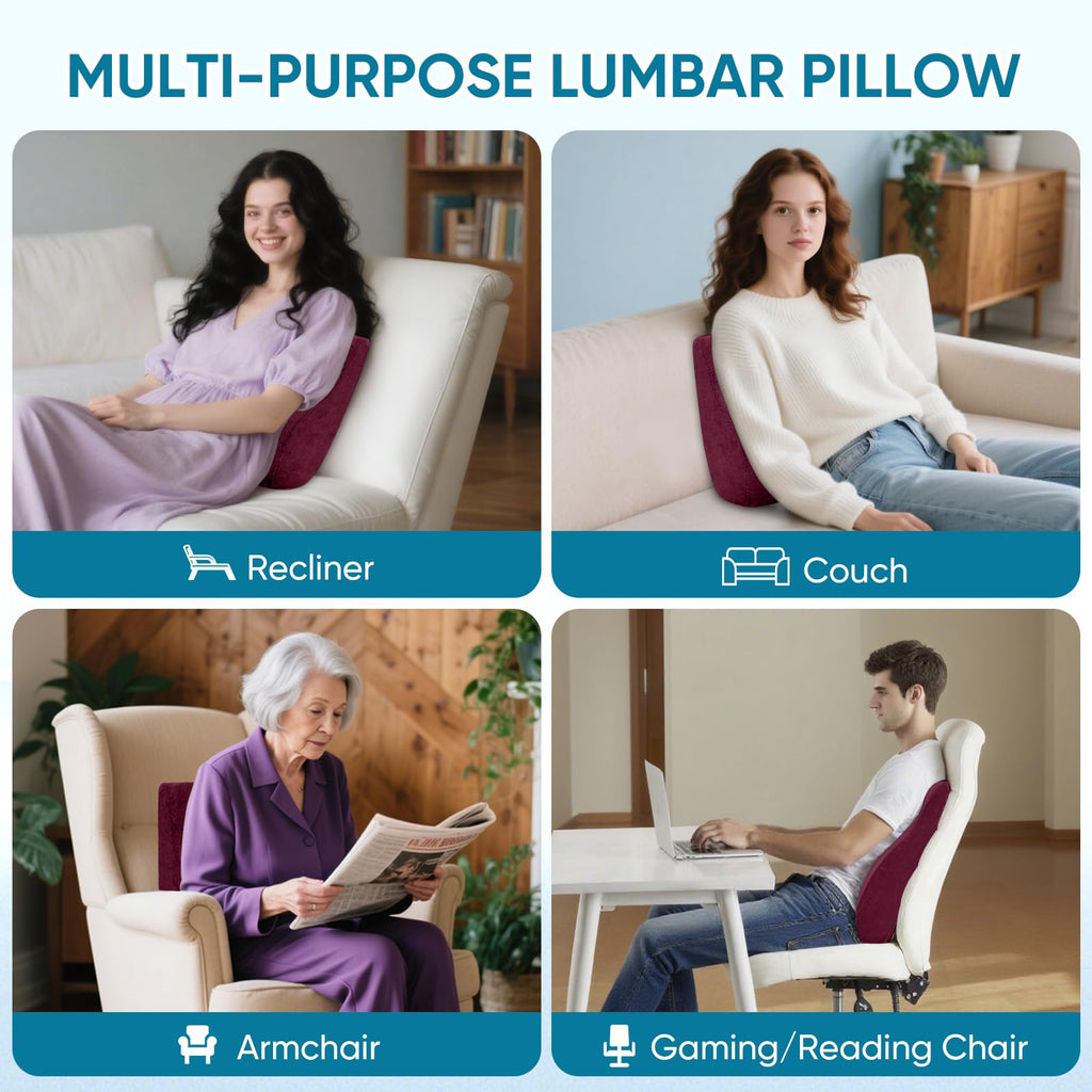 Lumbar Support Pillow for Recliner, Ergonomic Back Support Pillow