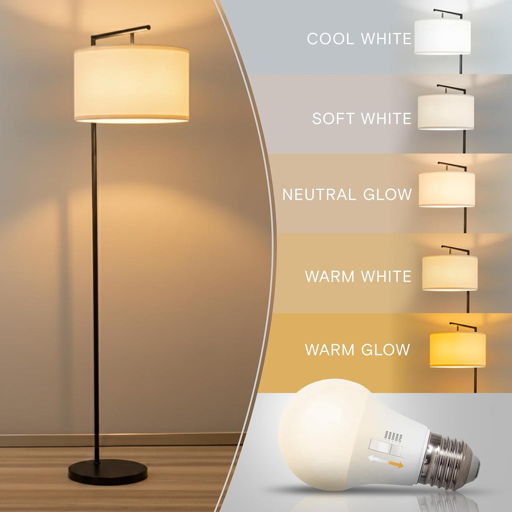 Montage Modern Floor Lamp - LED Standing Lamp with Tan Shades & Offices - Bedroom Reading Light