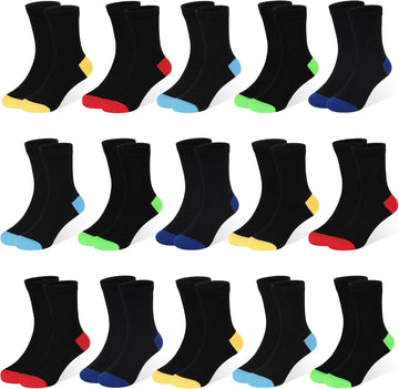 15 Pairs Kids Socks, Toddler Crew Mid Calf School Socks