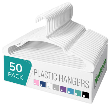 Clothes Hangers Plastic 50 Pack for Adults - Plastic Hangers, The Perfect Coat Hanger and Space Saving Clothes