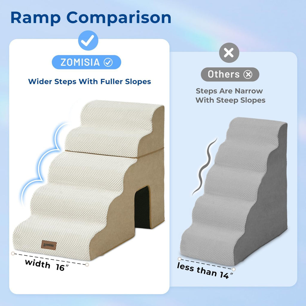 Dog Ramp for Large Dogs with Tunnel, 24" H 5 Steps for High Bed