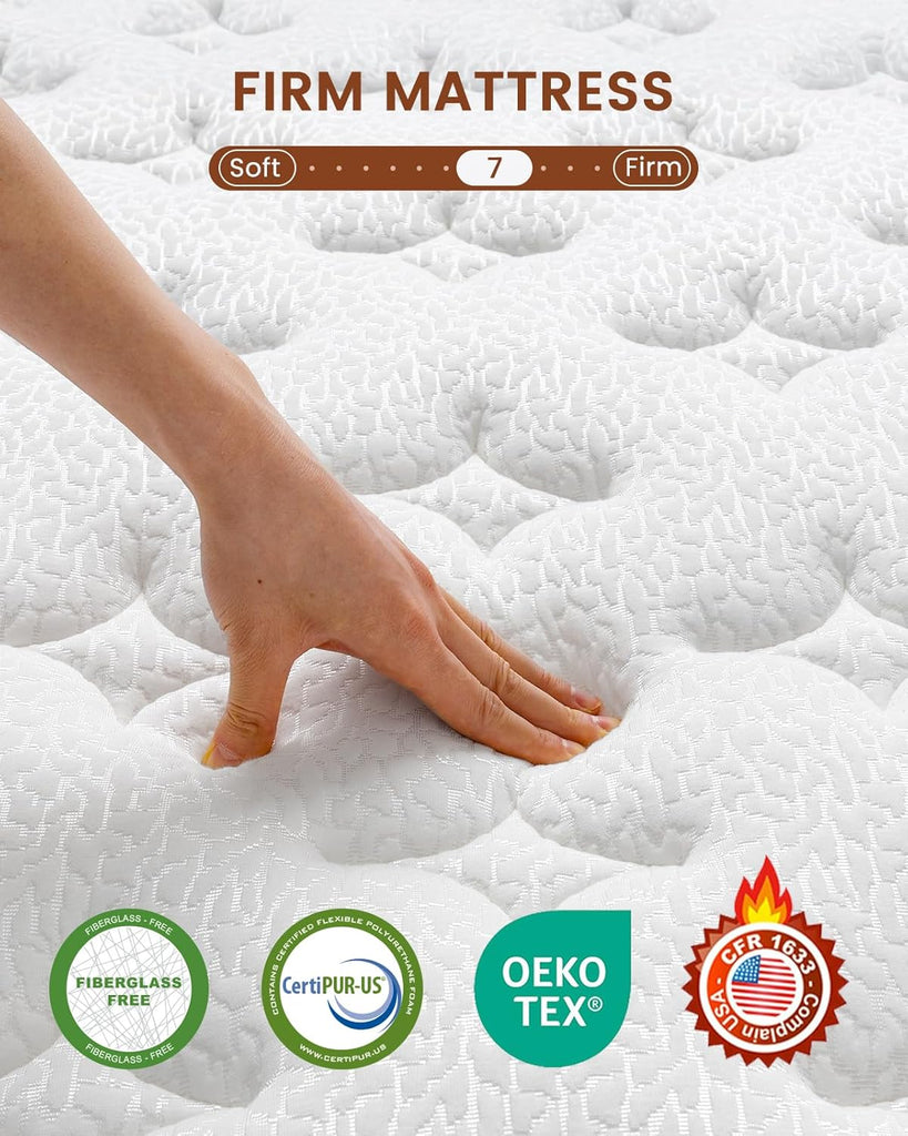 Full Mattress 14 Inch - Firm Hybrid Mattress Full with Orthopedic Spine Support & Motion Isolation - Individually