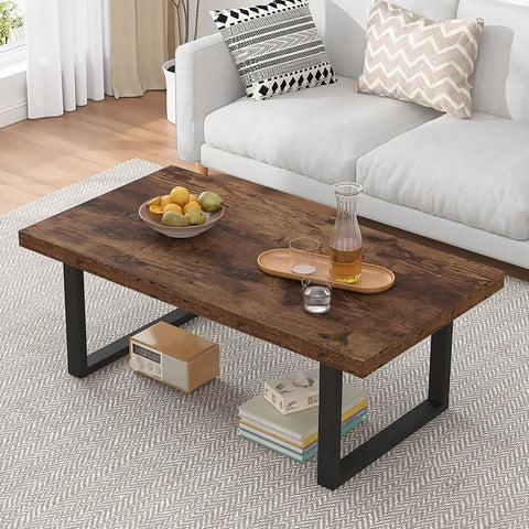 Rustic Coffee Table, Industrial Simple Wooden Living Room Table, Modern Minimalist Farmhouse Rectangle Center Table