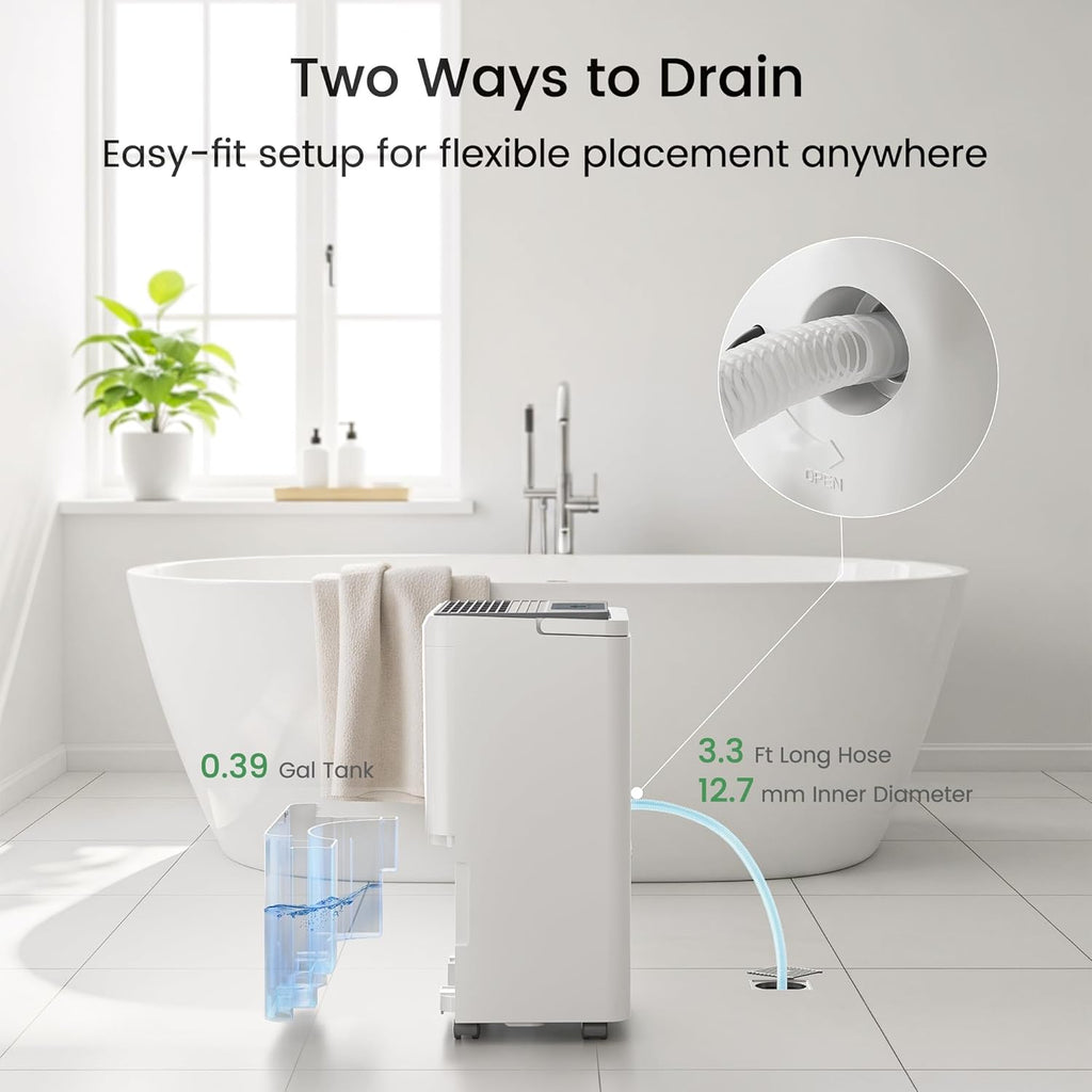 2000 Sq. Ft. Energy Star 2025 Dehumidifier for Basement & Home, Adjusts from 15% RH With Drain Hose, Ultra Quiet 35 dB