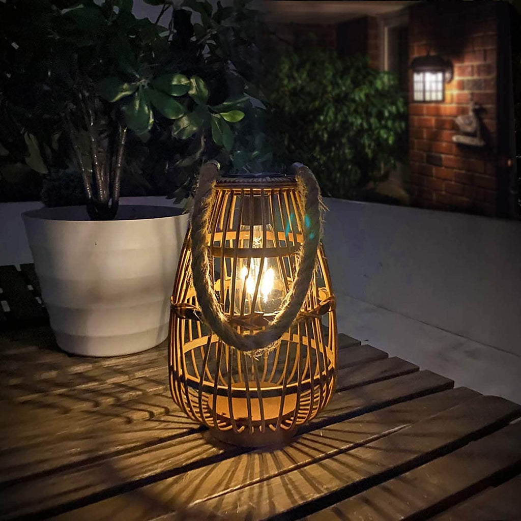 Rattan Solar Lantern Outdoor Hanging & Tabletop Decor Light