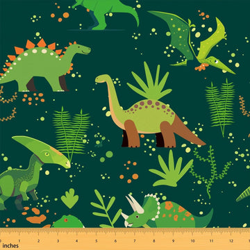 Cartoon Dinosaur Fabric By The Yard, Cute Dinos Reupholstery Fabric