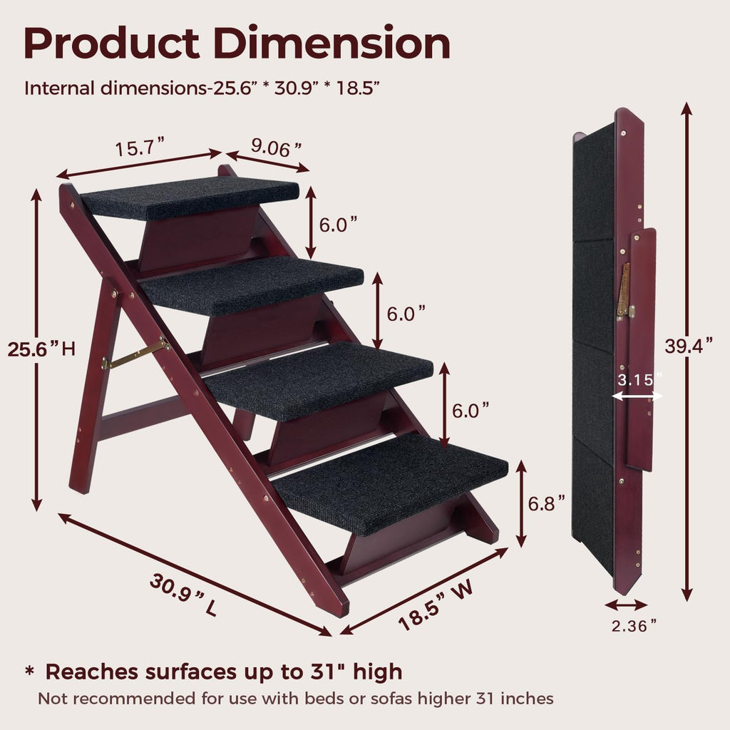 Wooden Dog Stairs/Steps, Foldable 4 Steps