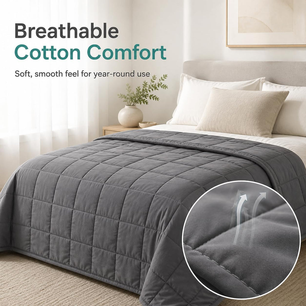 Weighted Blanket for Adults,Soft Heavy Blanket Machine Washable for Fall, Bedding &Napping with Premium Glass Beads
