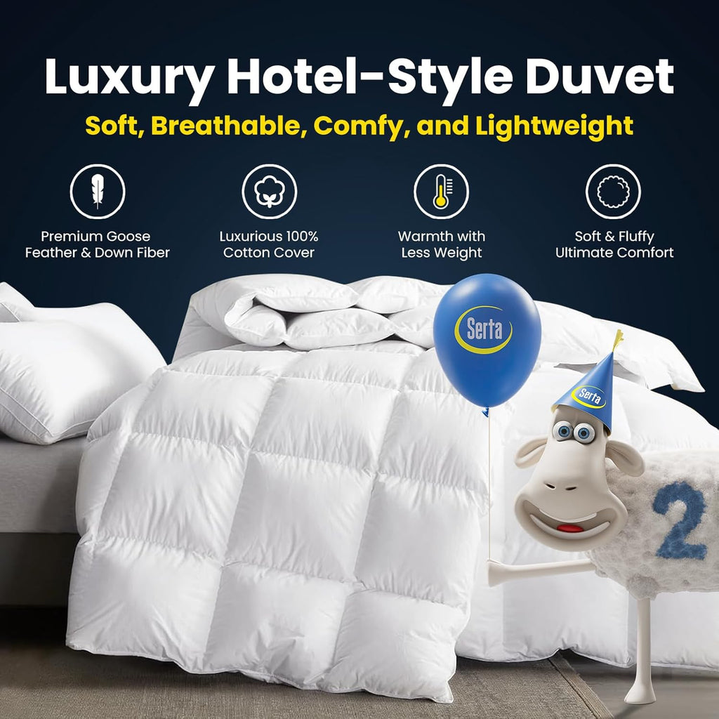 Goose Feathers Down Fiber Comforter King Duvet Insert,100% Cotton