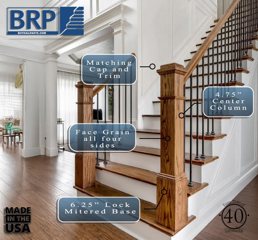 Box Newel Post 6.25" Newel Post -White Oak -Red Oak- Poplar 4091 Newel Post (Poplar)