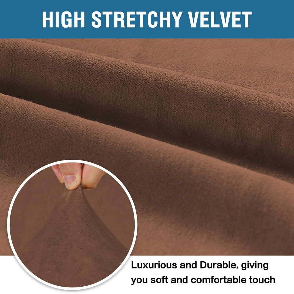 Stretch Velvet Loveseat Covers for 2 Cushion Couch Covers Sofa Covers Slipcovers with Non Slip Straps Bottom, Ultra