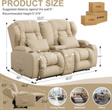SAMERY 65.5" RV Loveseat Recliner Double Recliner RV Sofa & Console | Wall Hugger Loveseat Reclining RV | RV Theater