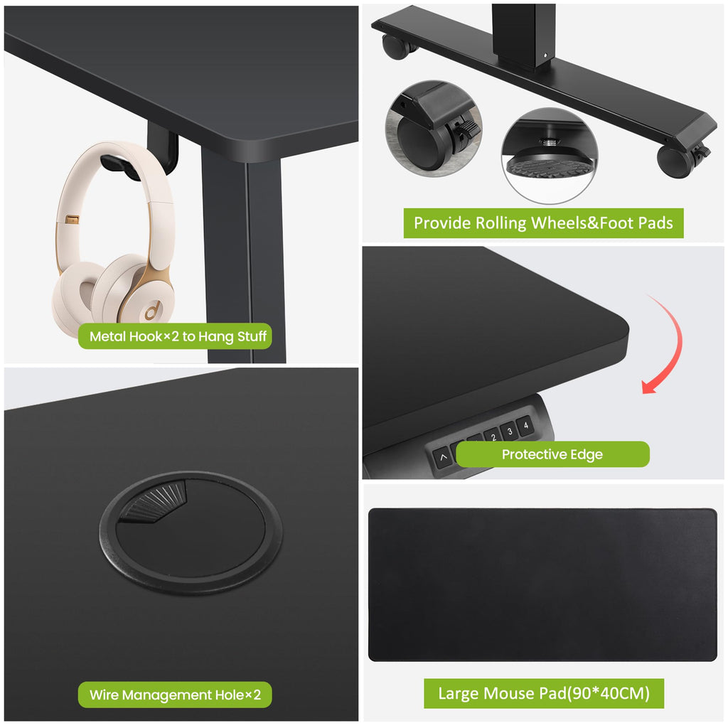Electric Standing Desk 71 x 28in with Power Outlets, Rolling Stand up Desk with Large Mouse Pad, 3 USB Ports & 3