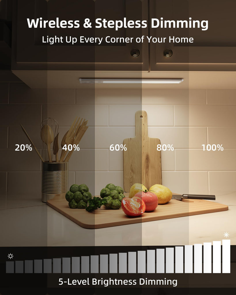 Under Cabinet Lighting, 3500mAh Rechargeable Motion Sensor Light Indoor, 3 Color Temps, 5-Level Dimmable Magnetic