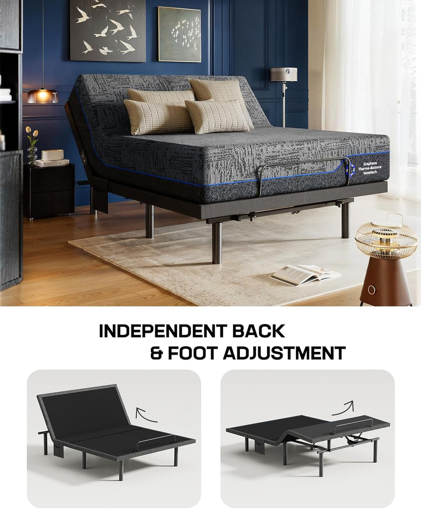 Split King Adjustable Bed Frame Electric Bed Bases with Massage