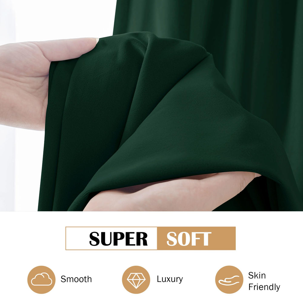 Velvet Curtains Living Room Dark Green 52x108 2 Panels